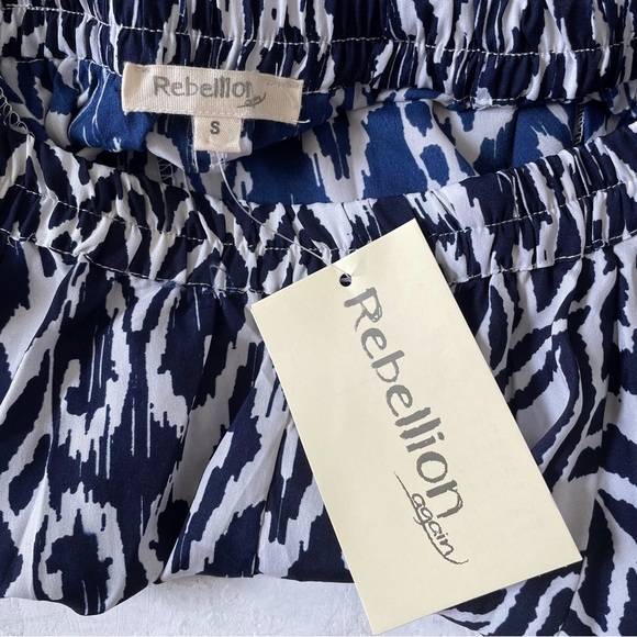 Rebellion Again Full A- Line Maxi Skirt Floral Aztec Ikat Fall Blue Motif S NWT - Picture 7 of 9